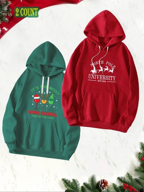 Men's Christmas Reindeer Print Drop Shoulder Hoodie, Fashion Casual Regular Fit Drawstring Pocket Hooded Sweatshirt for...