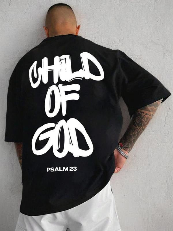 Men's Letter Tee, Loose Street Fashion T-Shirt for Summer, Graphic Tees, Menswear for Daily Streetwear