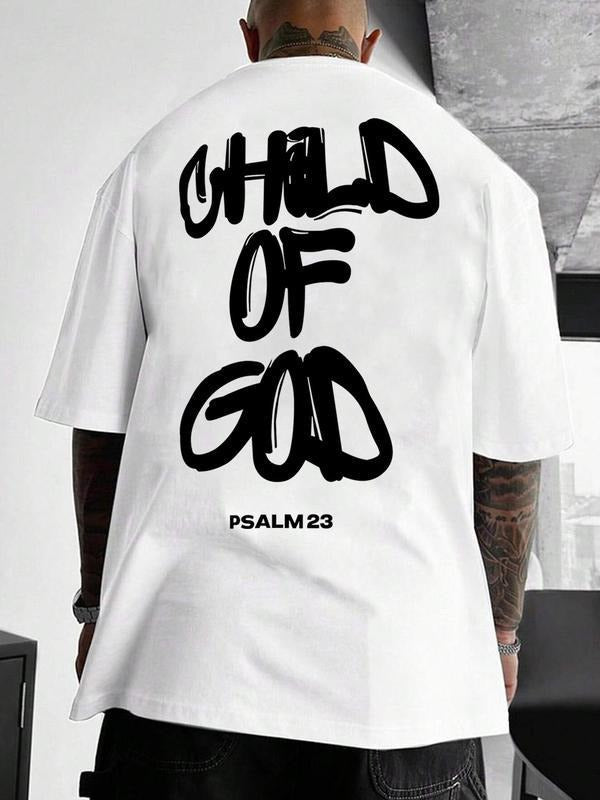 Men's Letter Tee, Loose Street Fashion T-Shirt for Summer, Graphic Tees, Menswear for Daily Streetwear