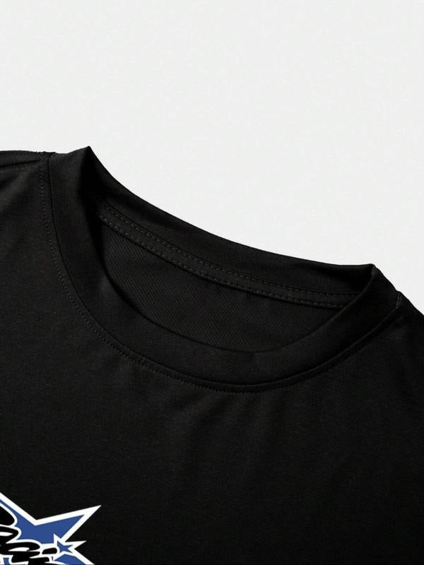 Men's Star & Letter Graphic Tee, Streetwear, Casual T-Shirt for Summer, Graphic Tees, Menswear for Daily Wear style 001