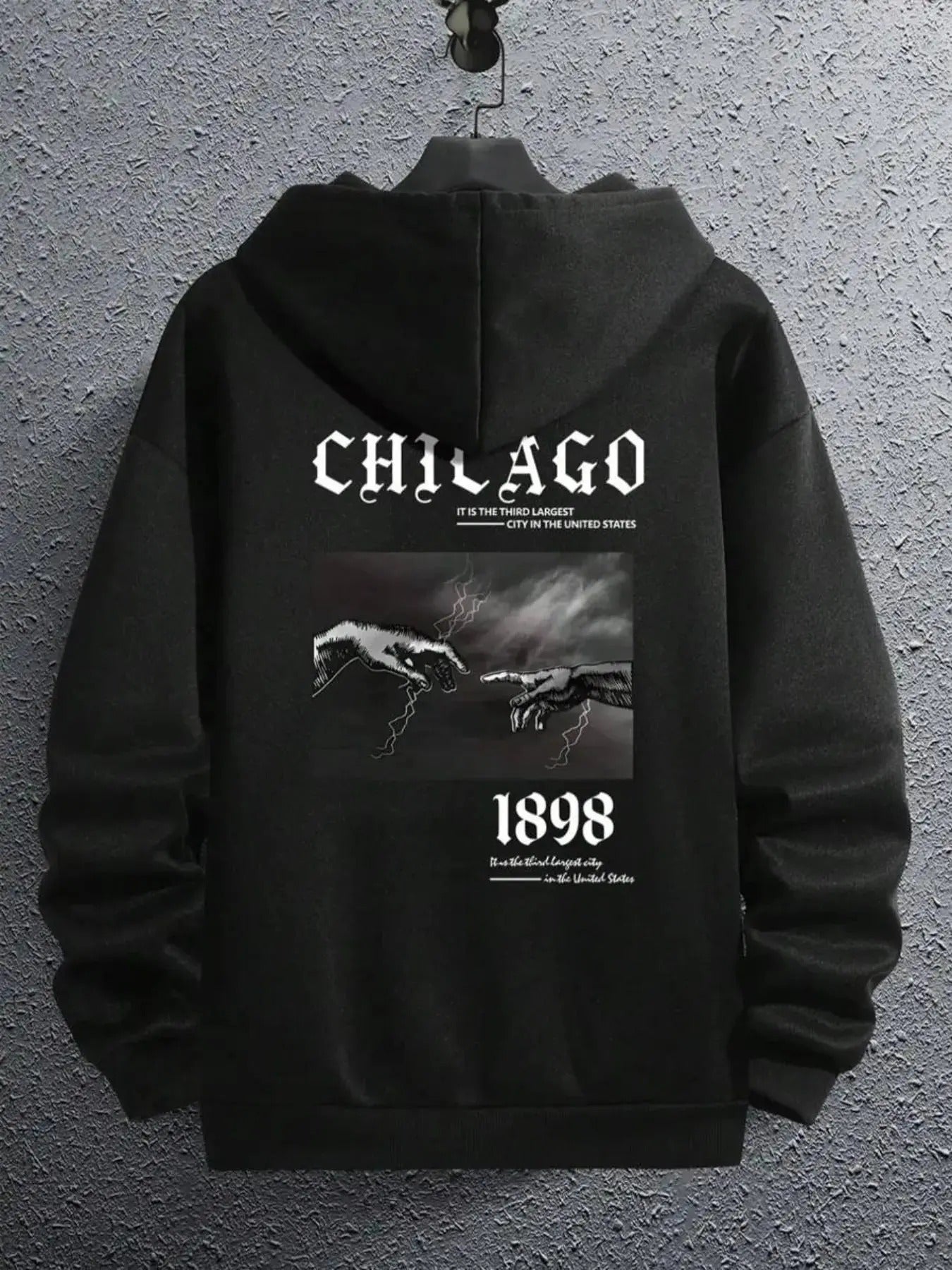 Men's Thermal Lined Letter Graphic Print Drop Shoulder Hoodie, Fashion Casual Regular Fit Drawstring Pocket Hooded...