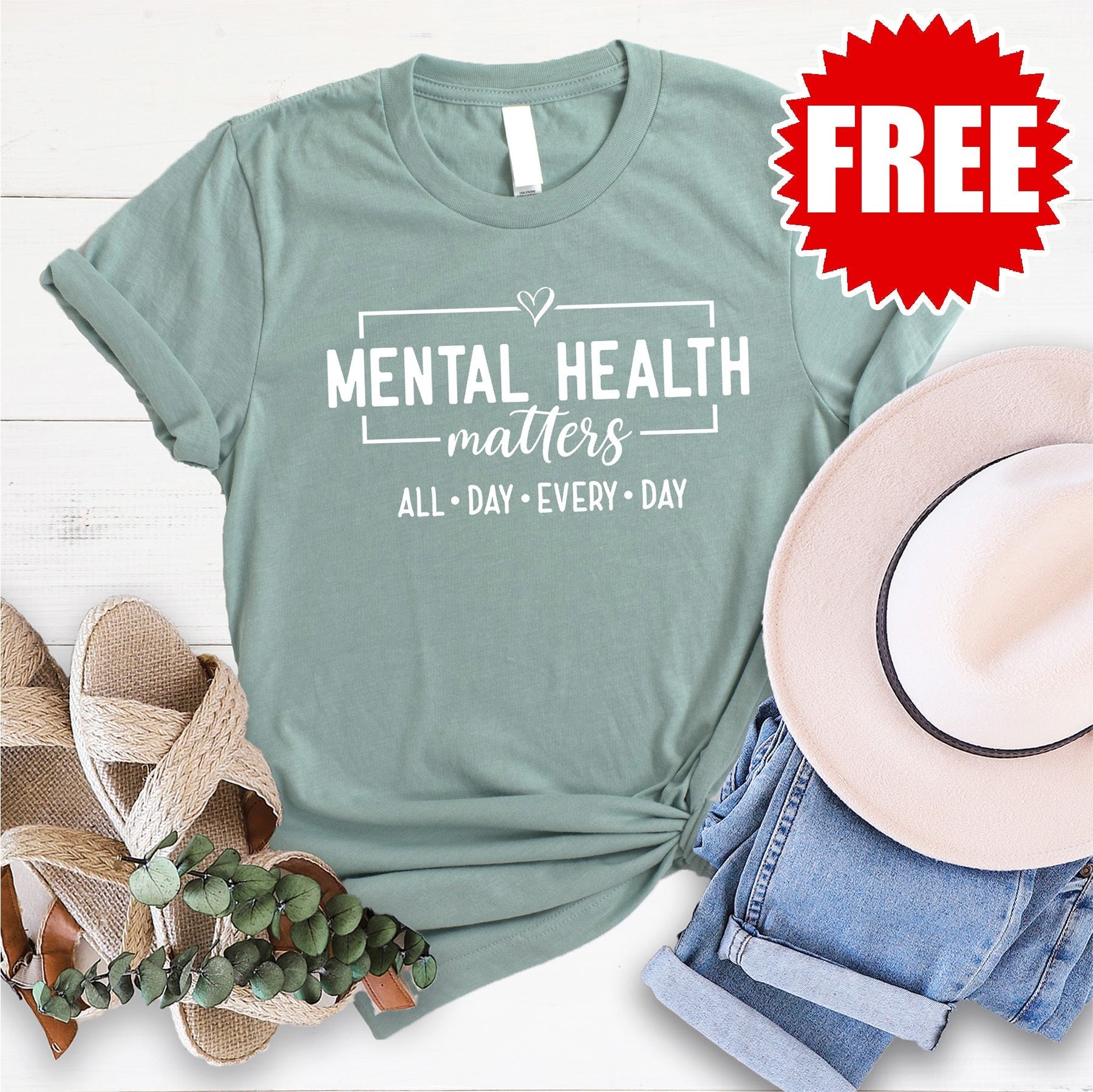 Mental Health Matters Tee - Heather Sage - 0
