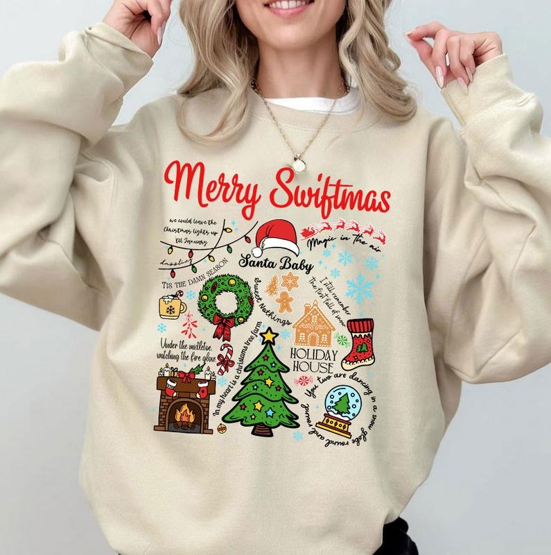 Merry Christmas Shirt Sweatshirt Hoodie, Christmas Song Lyrics Shirt, Gift For Xmas, Christmas Music Shirt, Holiday Season Gift
