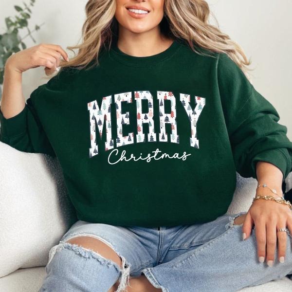 Merry Christmas Sweatshirt & T-Shirt, Festive Holiday Graphic Tee, Cozy Christmas Pullover, Perfect Seasonal Gift for Everyone Casual Classic