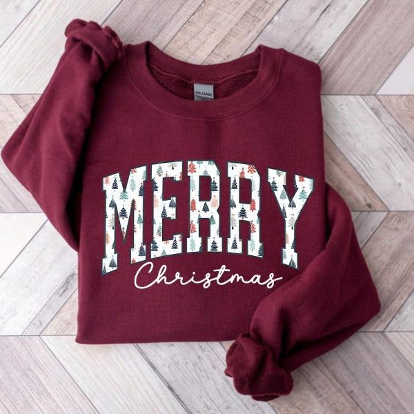 Merry Christmas Sweatshirt & T-Shirt, Festive Holiday Graphic Tee, Cozy Christmas Pullover, Perfect Seasonal Gift for Everyone Casual Classic
