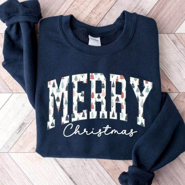 Merry Christmas Sweatshirt & T-Shirt, Festive Holiday Graphic Tee, Cozy Christmas Pullover, Perfect Seasonal Gift for Everyone Casual Classic