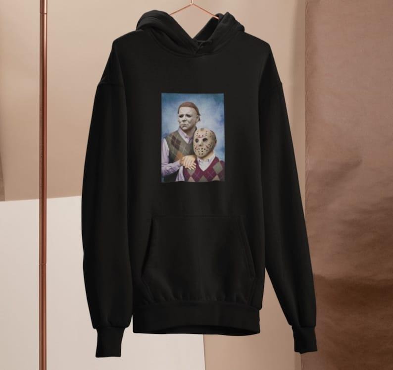 Michael Myers and Jason Voorhees Step Brothers Movie Funny Shirts, Brothers Family Portrait, Horror Movie Characters, Gifts for Friend