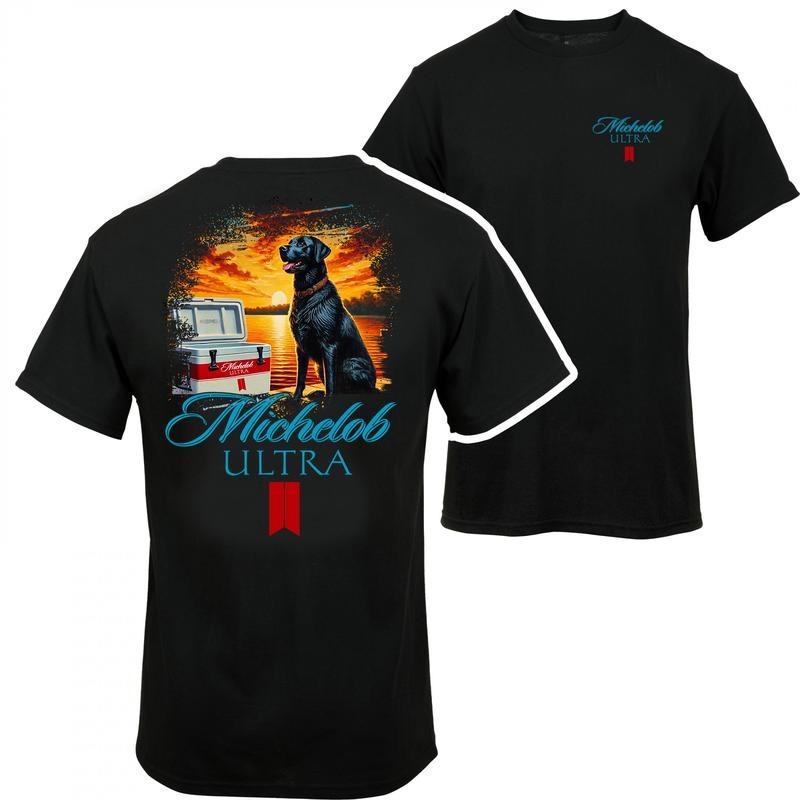 Michelob Ultra Beer And Dog Man's Best Friends T-shirt - 2 Side - Modern Fit - Pick Your Color - Find Your Perfect Fit - Fashion Varieties - Unisex Clothing Choices style 001