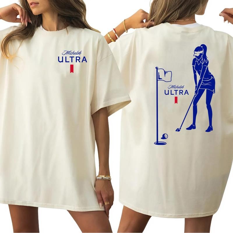 Michelob Ultra Golf Club 2-Sided T-Shirt, Womenswear Graphic Tee, Casual Wear for Golf Lovers, Perfect Gift for Sports Enthusiasts