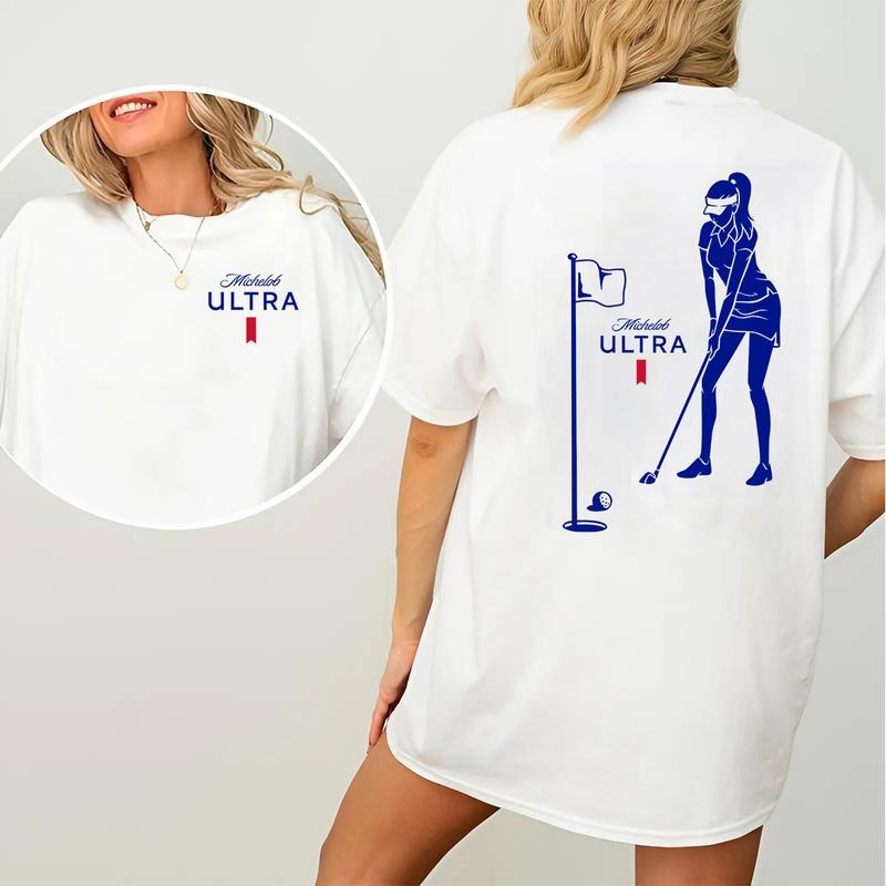 Michelob Ultra Golf Club 2-Sided T-Shirt, Womenswear Graphic Tee, Casual Wear for Golf Lovers, Perfect Gift for Sports Enthusiasts