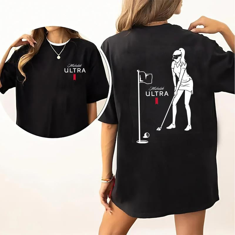 Michelob Ultra Golf Club 2-Sided T-Shirt, Womenswear Graphic Tee, Casual Wear for Golf Lovers, Perfect Gift for Sports Enthusiasts