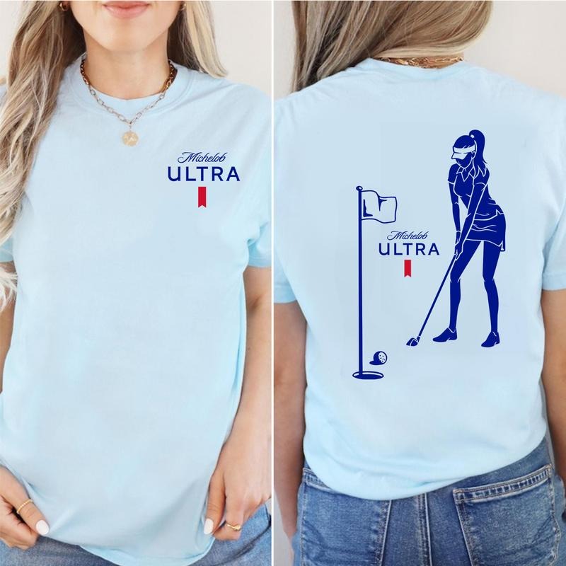 Michelob Ultra Golf Club 2-Sided T-Shirt, Womenswear Graphic Tee, Casual Wear for Golf Lovers, Perfect Gift for Sports Enthusiasts