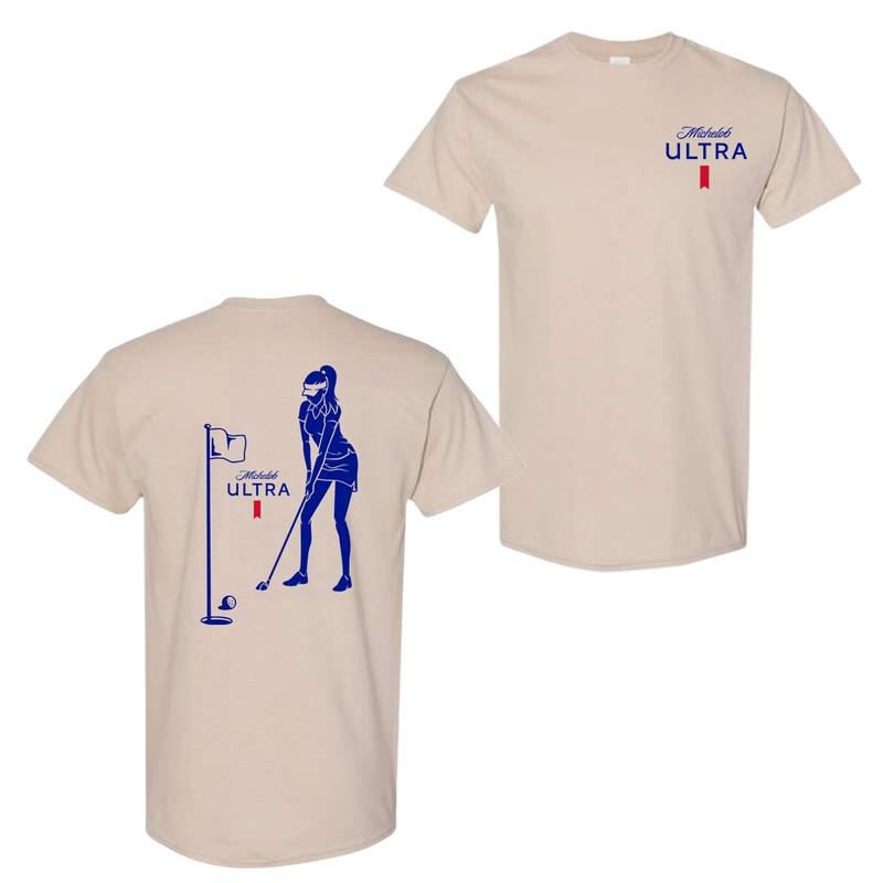 Michelob Ultra Golf Club 2-Sided T-Shirt, Womenswear Graphic Tee, Casual Wear for Golf Lovers, Perfect Gift for Sports Enthusiasts
