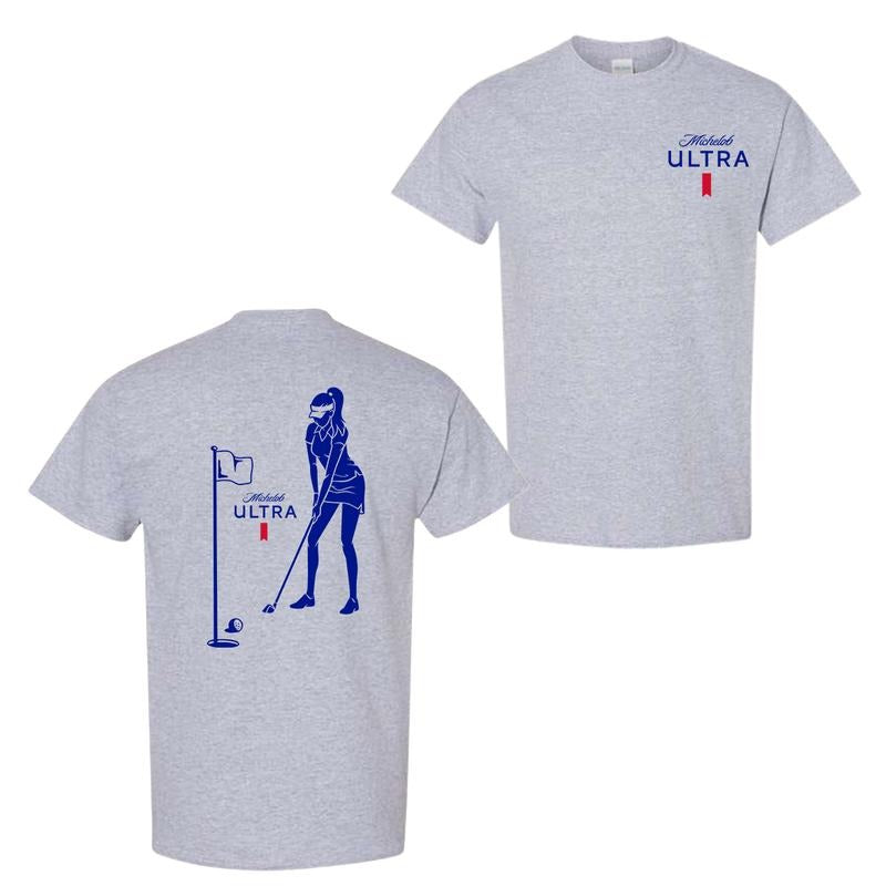 Michelob Ultra Golf Club 2-Sided T-Shirt, Womenswear Graphic Tee, Casual Wear for Golf Lovers, Perfect Gift for Sports Enthusiasts