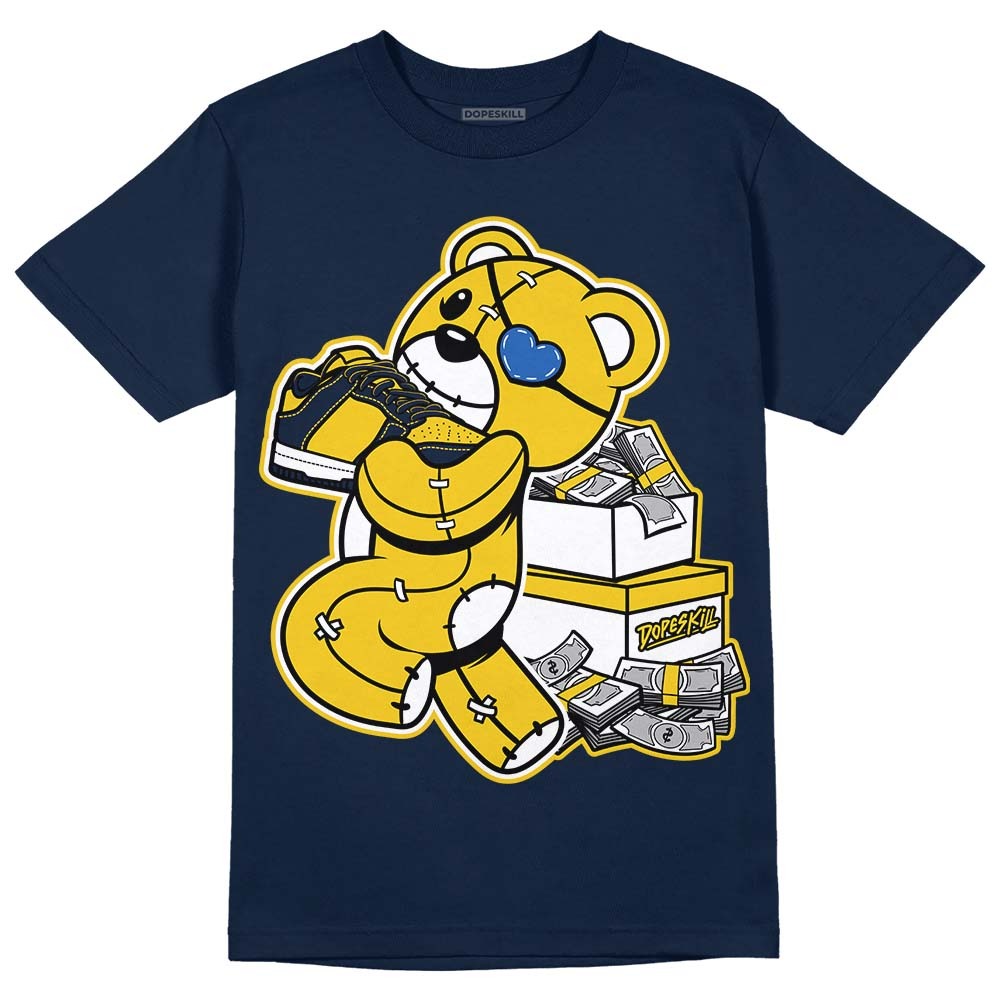 Michigan Dunks DopeSkill Midnight Navy T-Shirt Bear Steals Sneaker Graphic