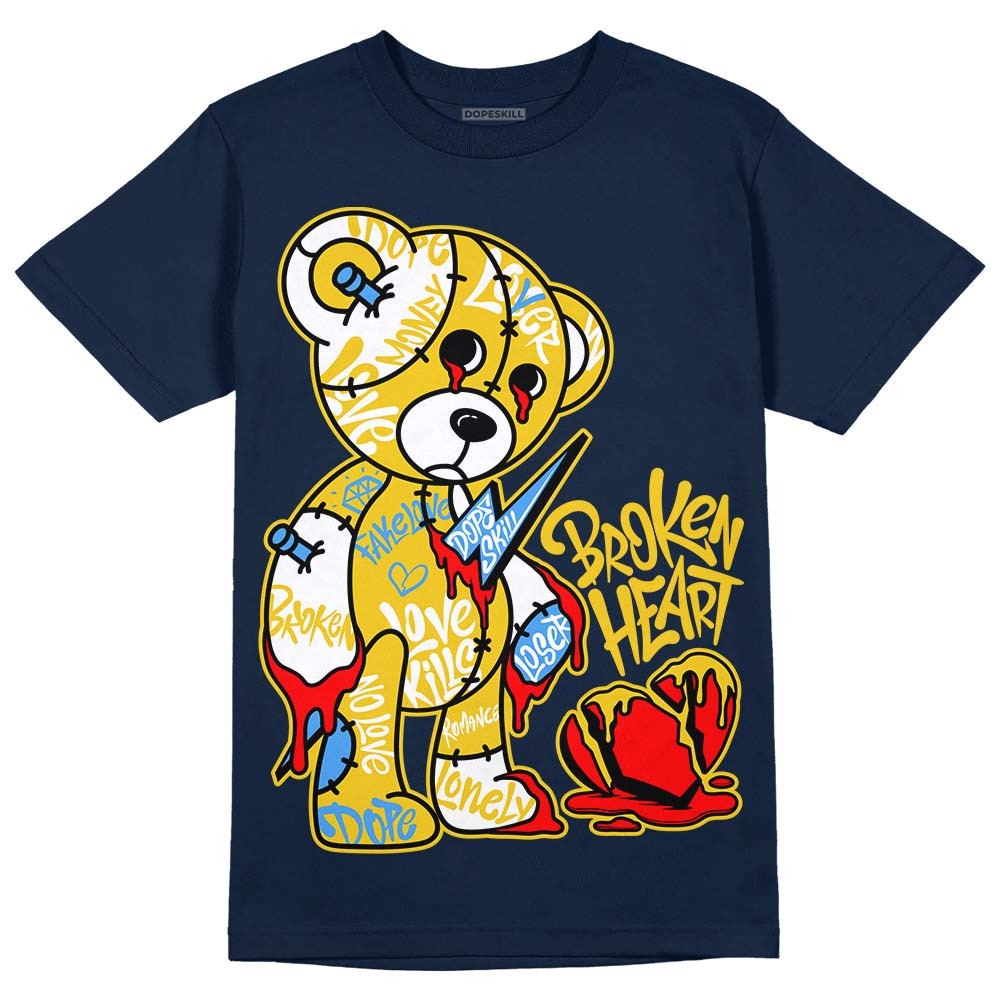 Michigan Dunks DopeSkill Midnight Navy T-Shirt Broken Heart Graphic