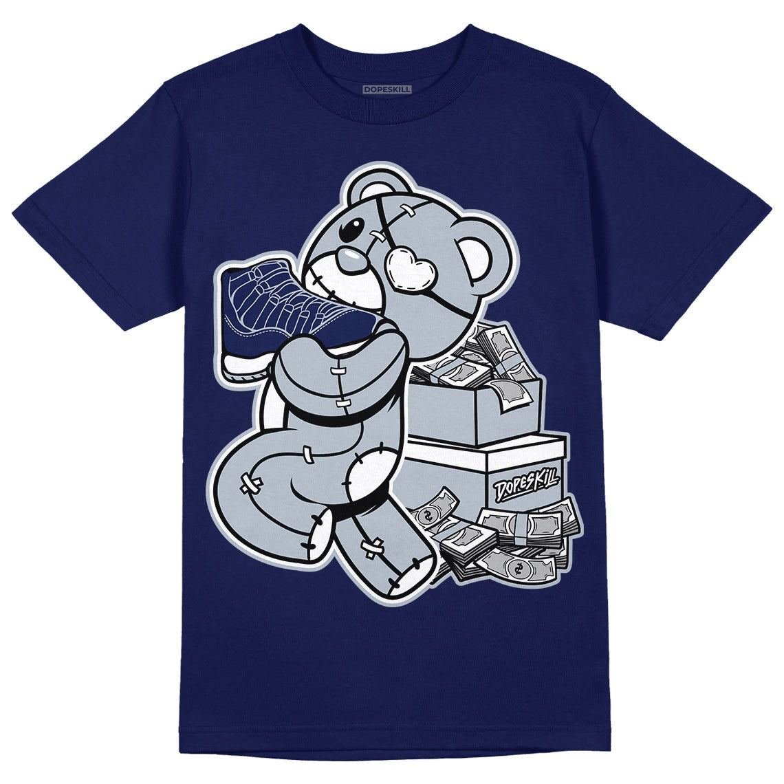 Midnight Navy 11s DopeSkill T-shirt Bear Steals Sneaker Graphic