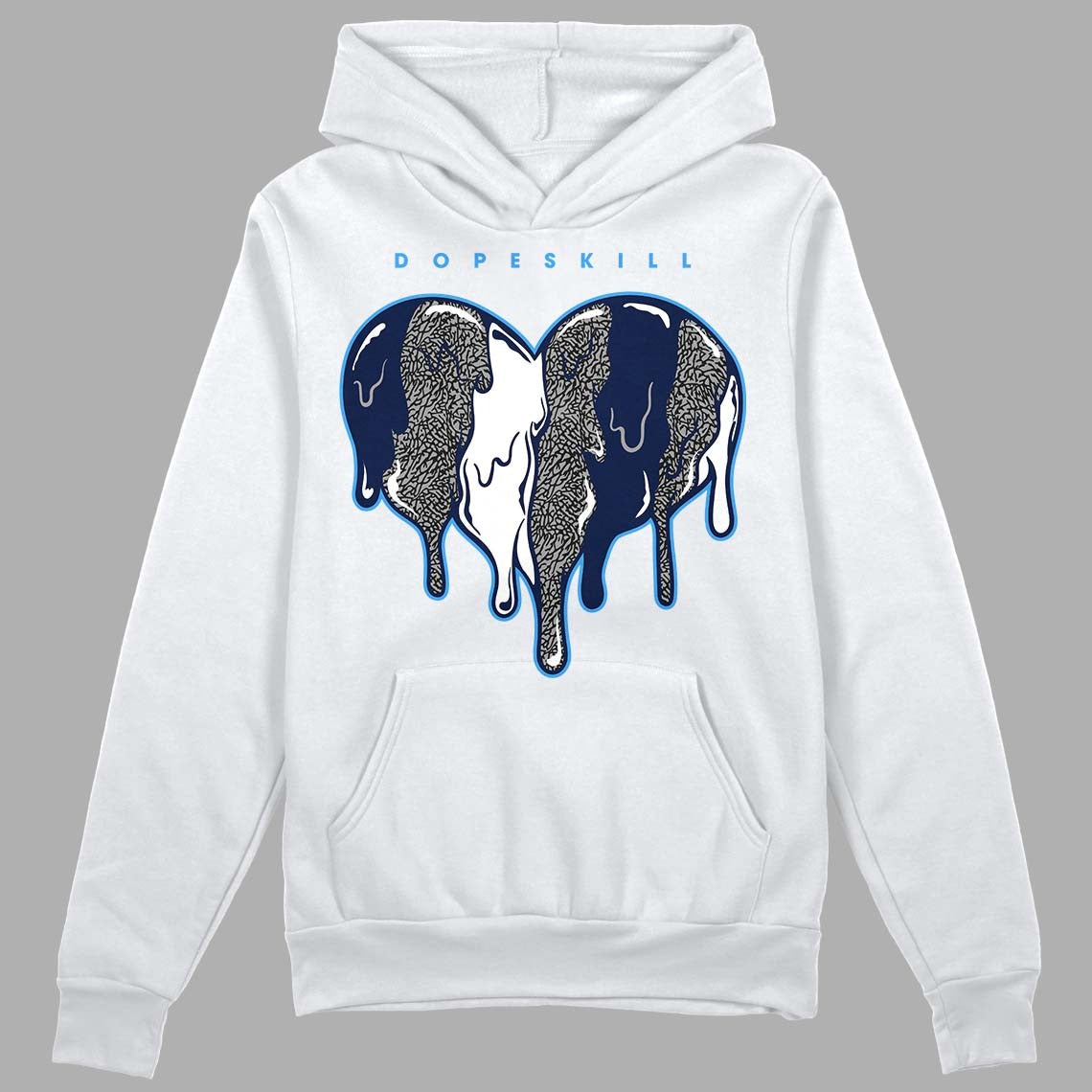 Midnight Navy 3s DopeSkill Hoodie Sweatshirt Slime Drip Heart Graphic