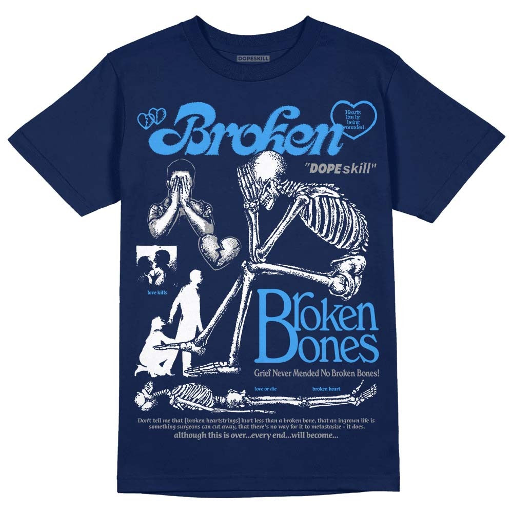 Midnight Navy 3s DopeSkill Navy T-shirt Broken Bones Graphic