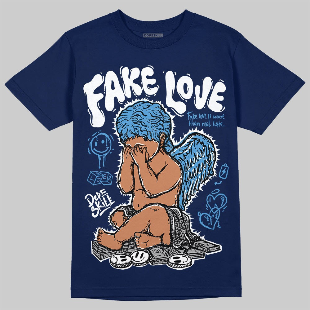 Midnight Navy 3s DopeSkill Navy T-shirt False Love Graphic