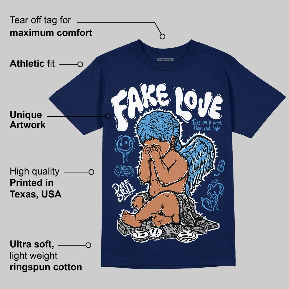 Midnight Navy 3s DopeSkill Navy T-shirt False Love Graphic