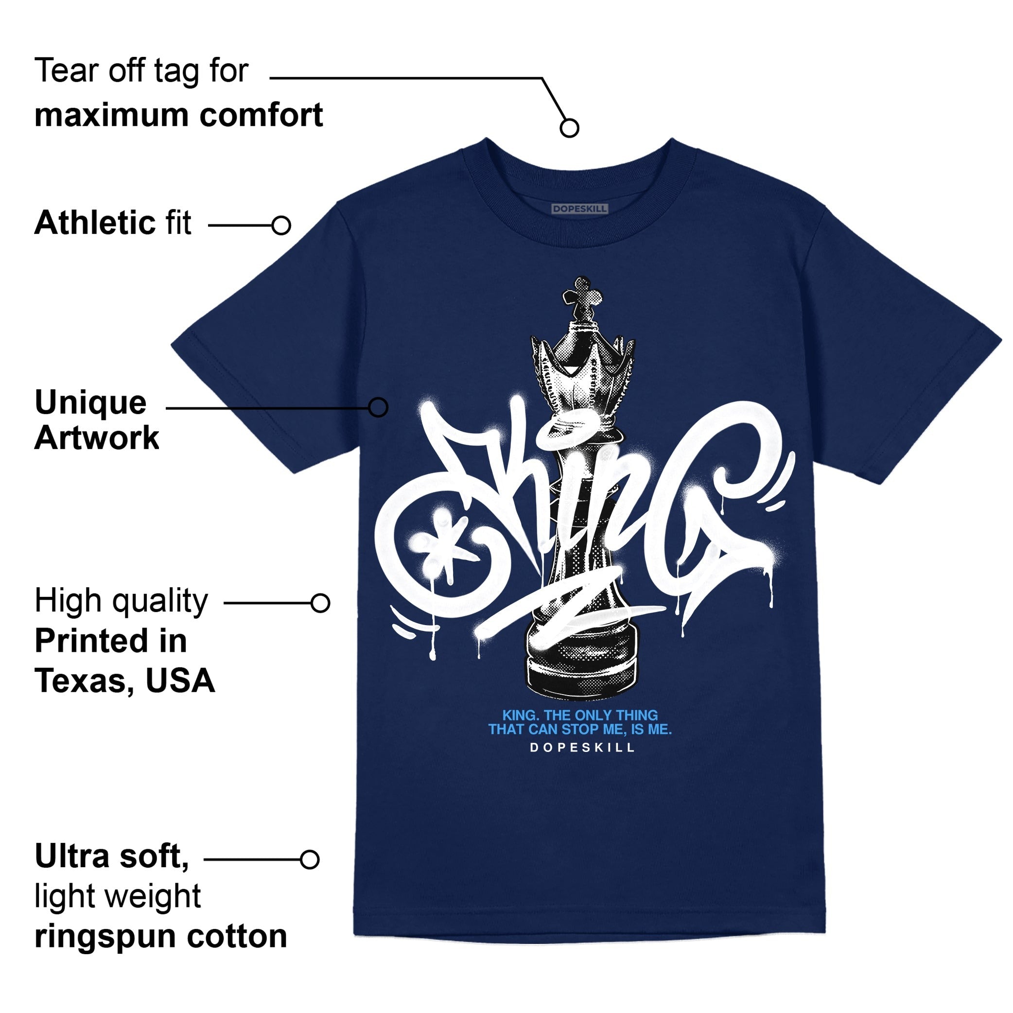 Midnight Navy 3s DopeSkill Navy T-shirt King Chess Graphic