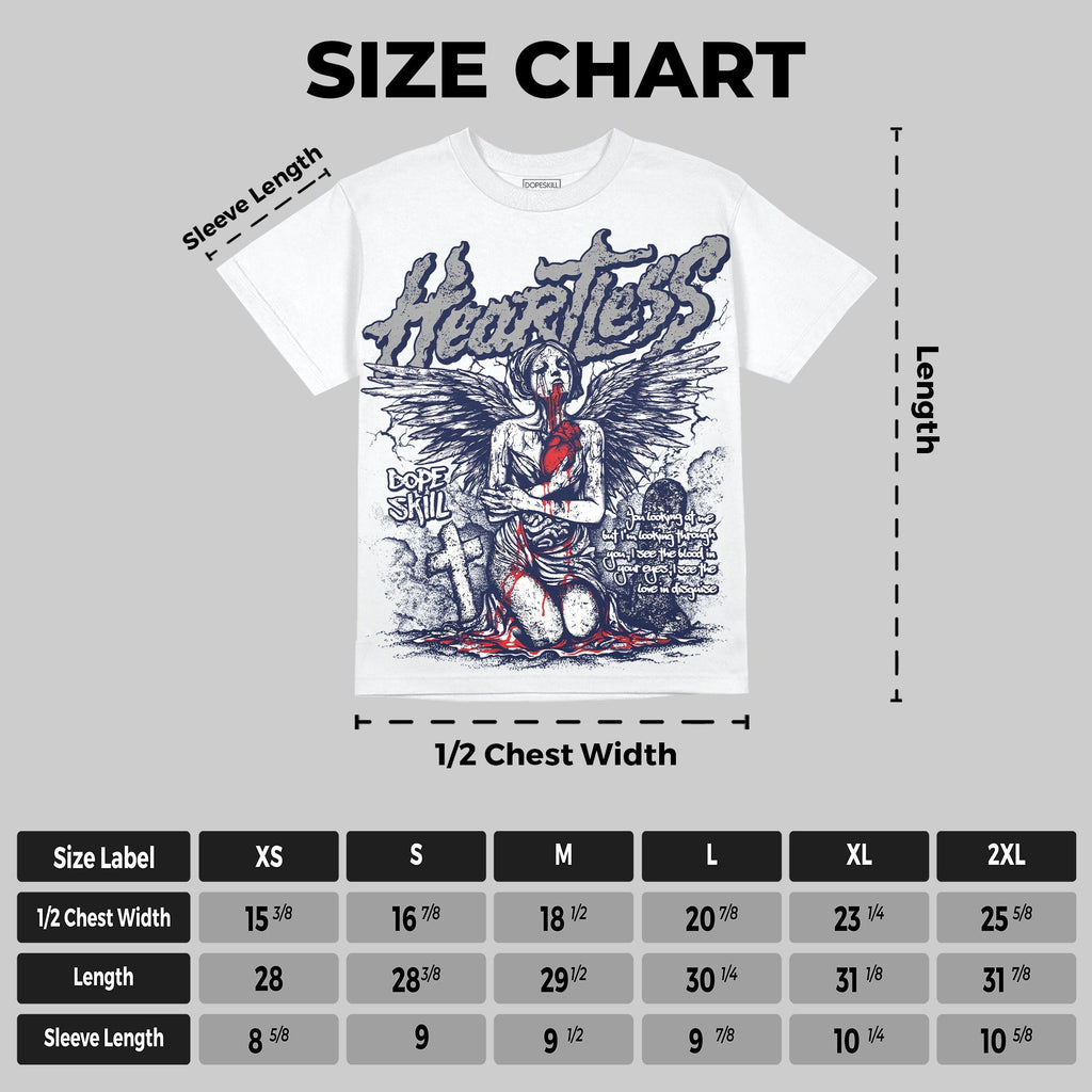 Midnight Navy 3s DopeSkill Oversize Print T-Shirt Heartless Graphic