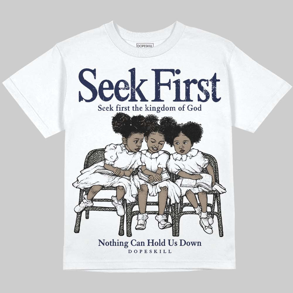 Midnight Navy 3s DopeSkill Oversize Print T-Shirt New Seek First Graphic