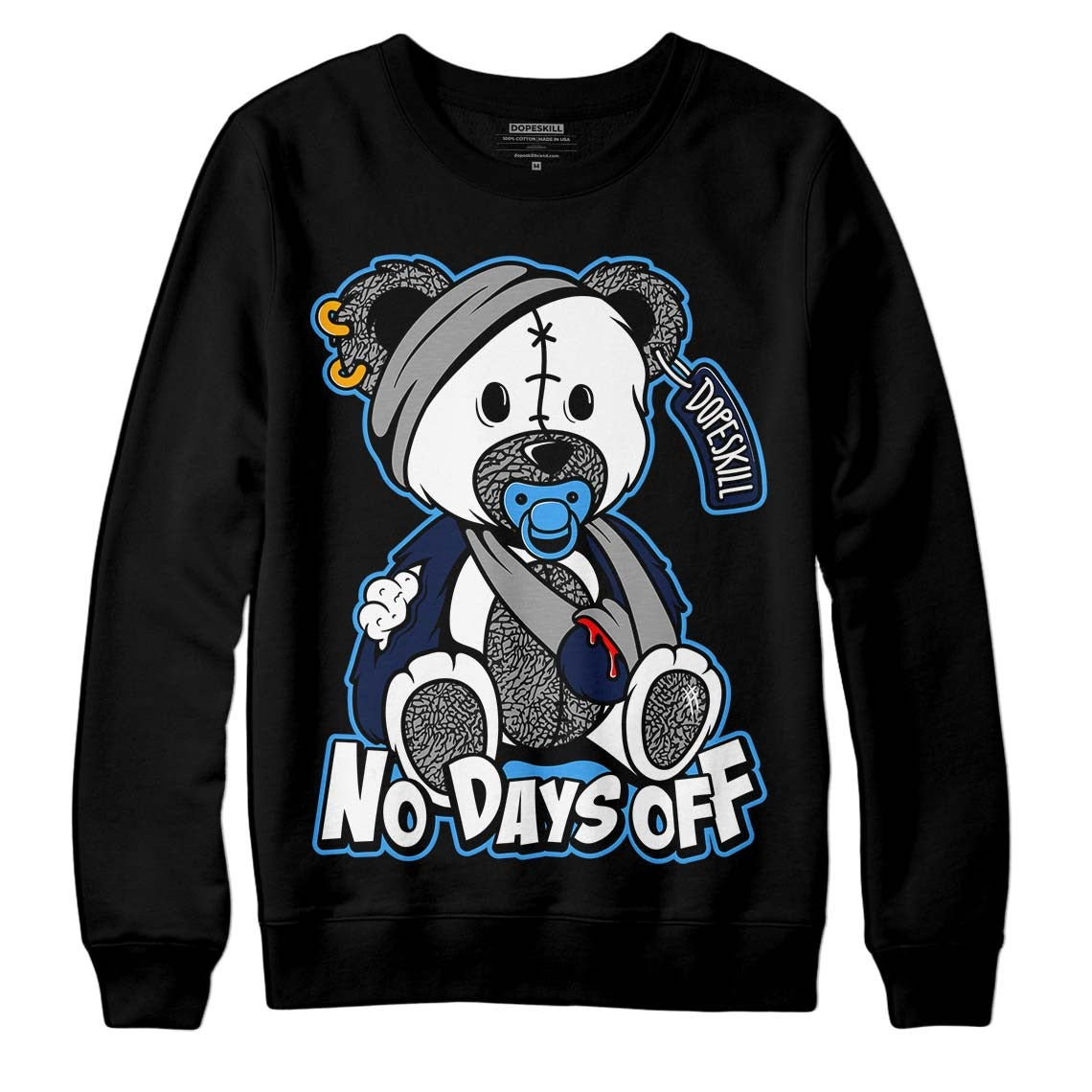 Midnight Navy 3s DopeSkill Sweatshirt Hurt Bear Graphic