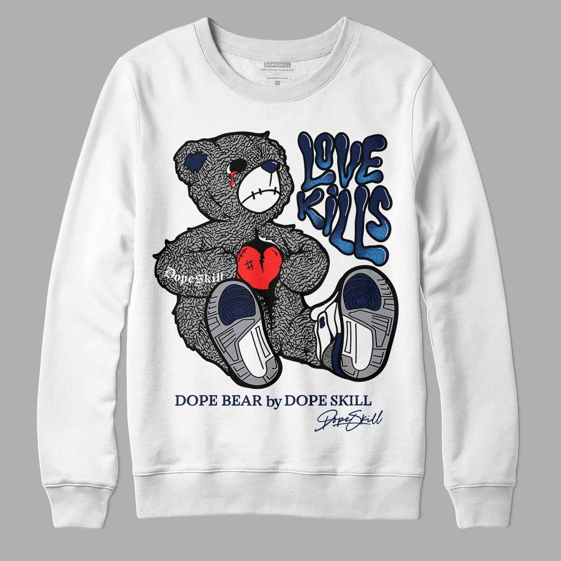 Midnight Navy 3s DopeSkill Sweatshirt Love Kills Graphic