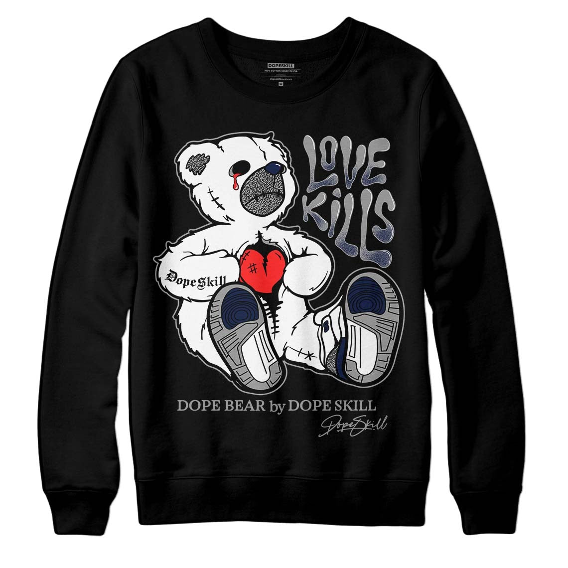Midnight Navy 3s DopeSkill Sweatshirt Love Kills Graphic