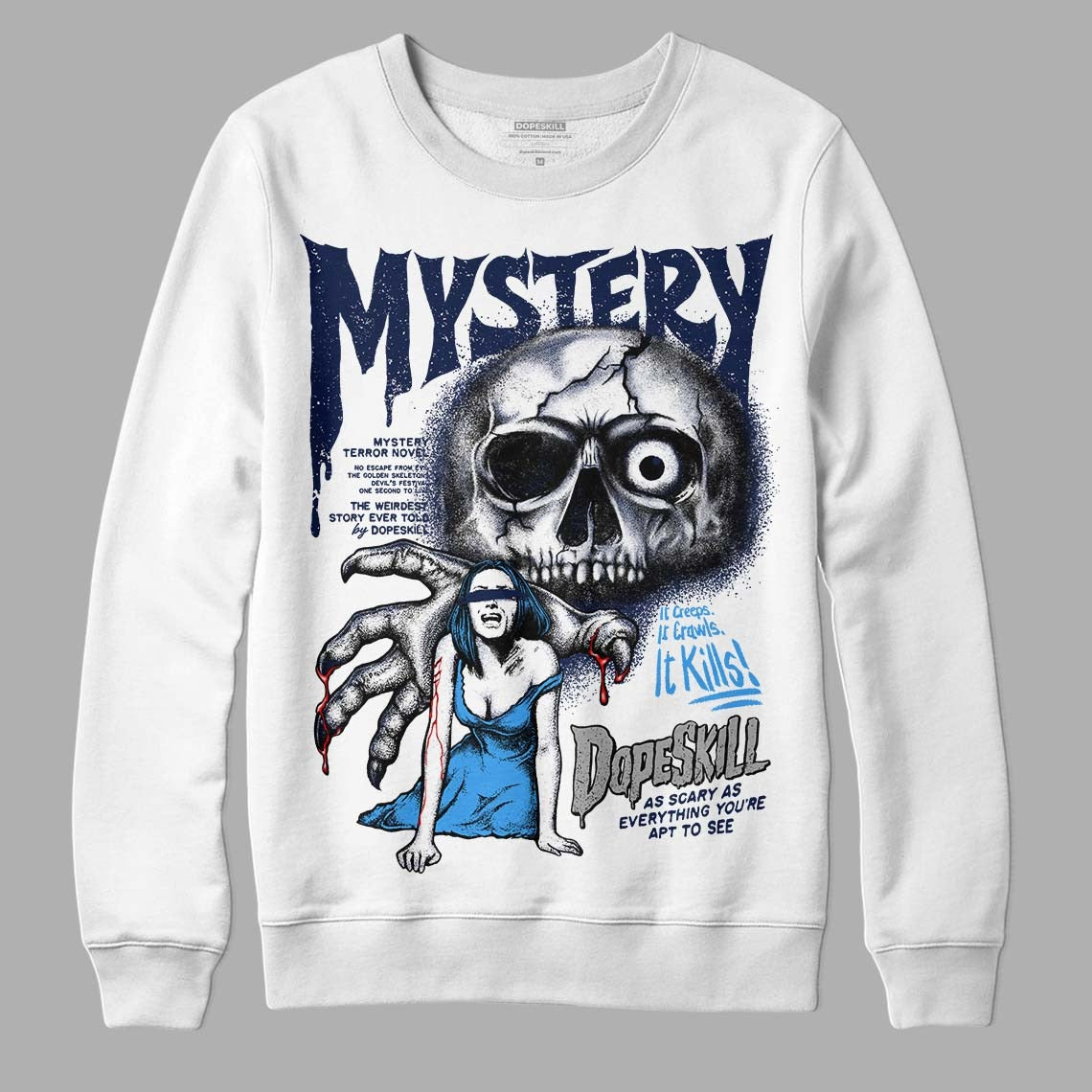Midnight Navy 3s DopeSkill Sweatshirt Mystery Ghostly Grasp Graphic