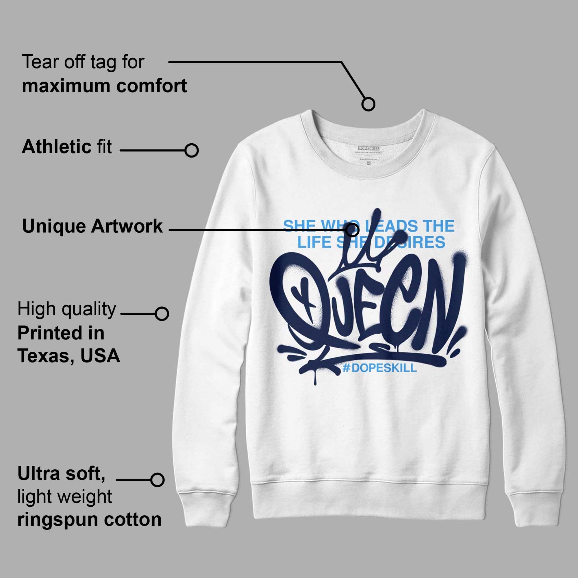 Midnight Navy 3s DopeSkill Sweatshirt Queen Graphic