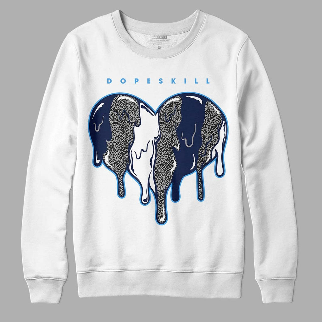Midnight Navy 3s DopeSkill Sweatshirt Slime Drip Heart Graphic