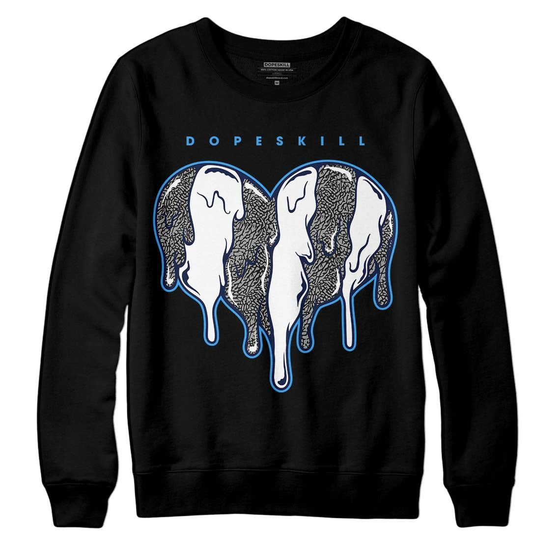 Midnight Navy 3s DopeSkill Sweatshirt Slime Drip Heart Graphic