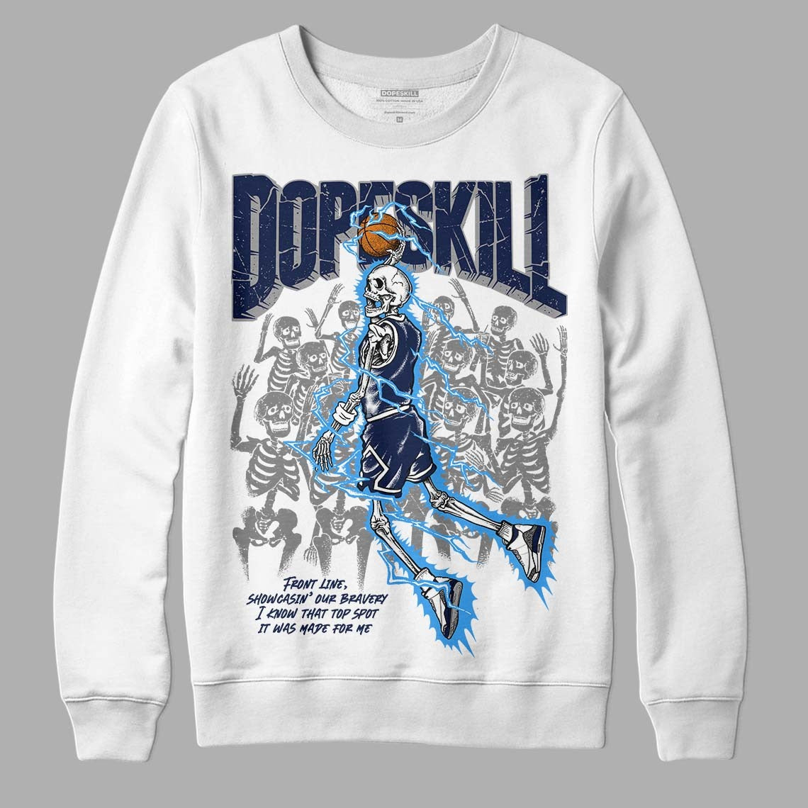 Midnight Navy 3s DopeSkill Sweatshirt Thunder Dunk Graphic