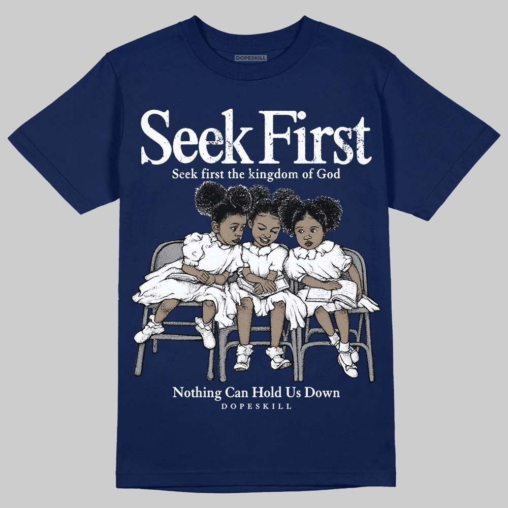 Midnight Navy 3s DopeSkill T-Shirt New Seek First Graphic