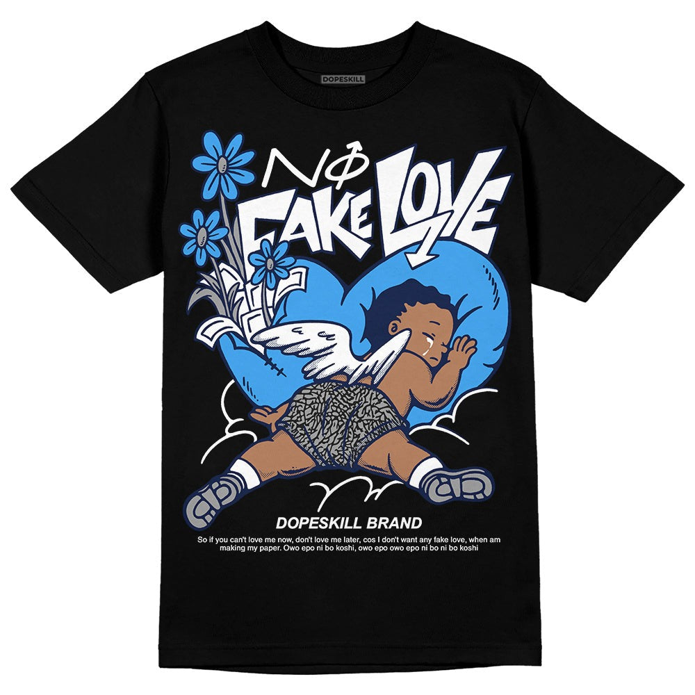 Midnight Navy 3s DopeSkill T-Shirt No Fake Love Graphic