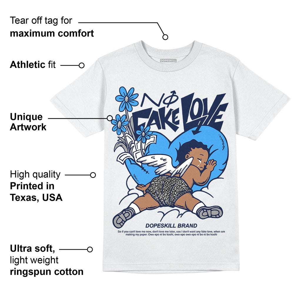 Midnight Navy 3s DopeSkill T-Shirt No Fake Love Graphic