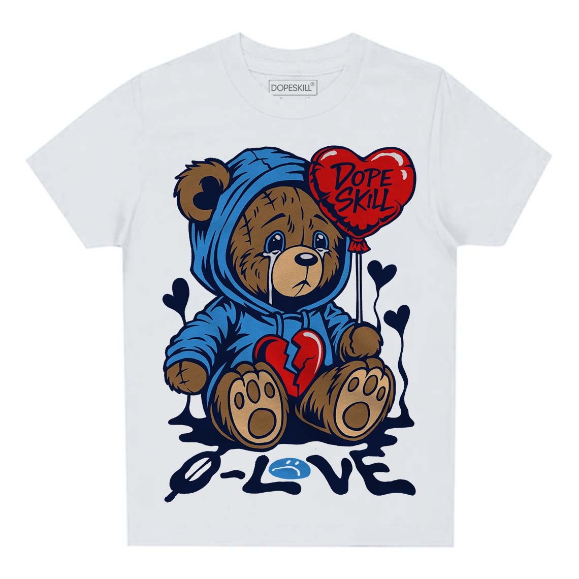 Midnight Navy 3s DopeSkill Toddler Kids T-shirt Broken Bear Graphic
