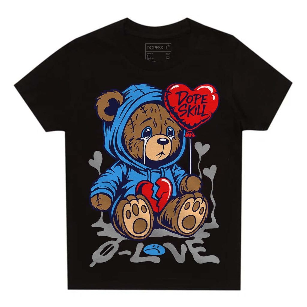 Midnight Navy 3s DopeSkill Toddler Kids T-shirt Broken Bear Graphic