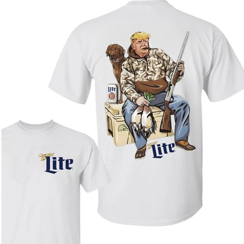 Miler Lite Beer Trump Duck Hunting Camo 2 Sides Unisex Hoodie - Sweater, Miller Beer Lovers Tee