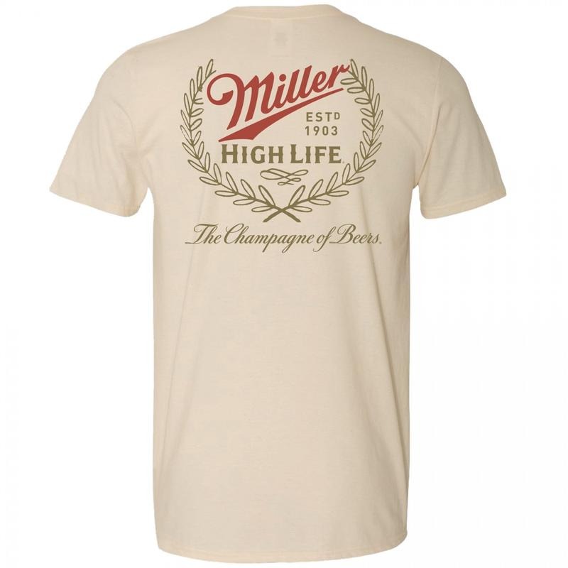 Miller High Life Logo with Rear Full Est.1903 Logo Print T-Shirt, Unisex Tee, Gift - Find Your Perfect Fit - From Casual to Formal - Assorted Colors - Mix and Match - Universal Style Options