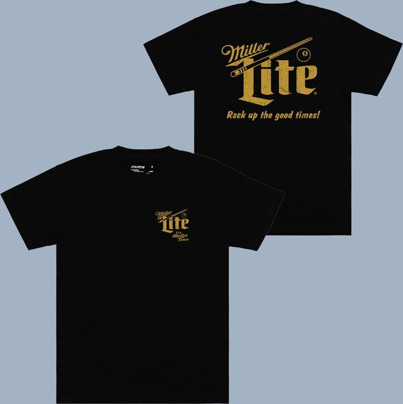Miller Lite Rack Up T-shirt - 2 Side  - Plentiful Color Options - Unisex And Inclusive - Variety Of Designs - Active Lifestyle Essentials Classic Cotton