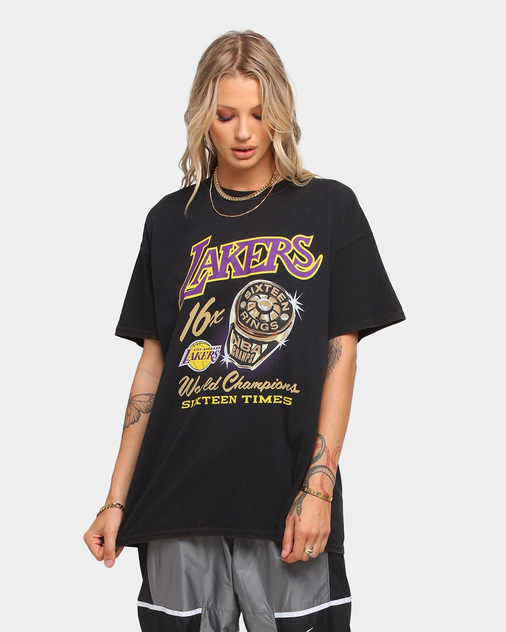 Mitchell & Ness Los Angeles Lakers Bling Rings Vintage T-Shirt Black Style001