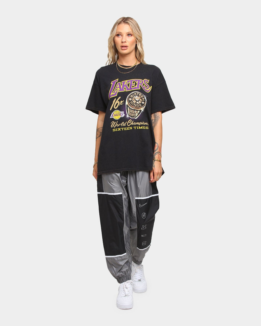 Mitchell & Ness Los Angeles Lakers Bling Rings Vintage T-Shirt Black Style001