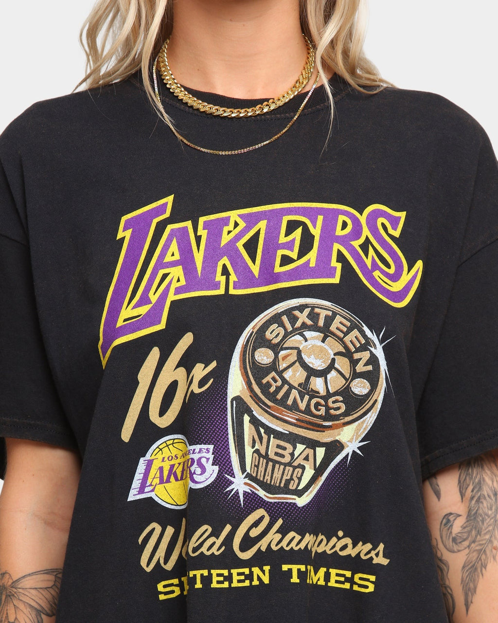 Mitchell & Ness Los Angeles Lakers Bling Rings Vintage T-Shirt Black Style001