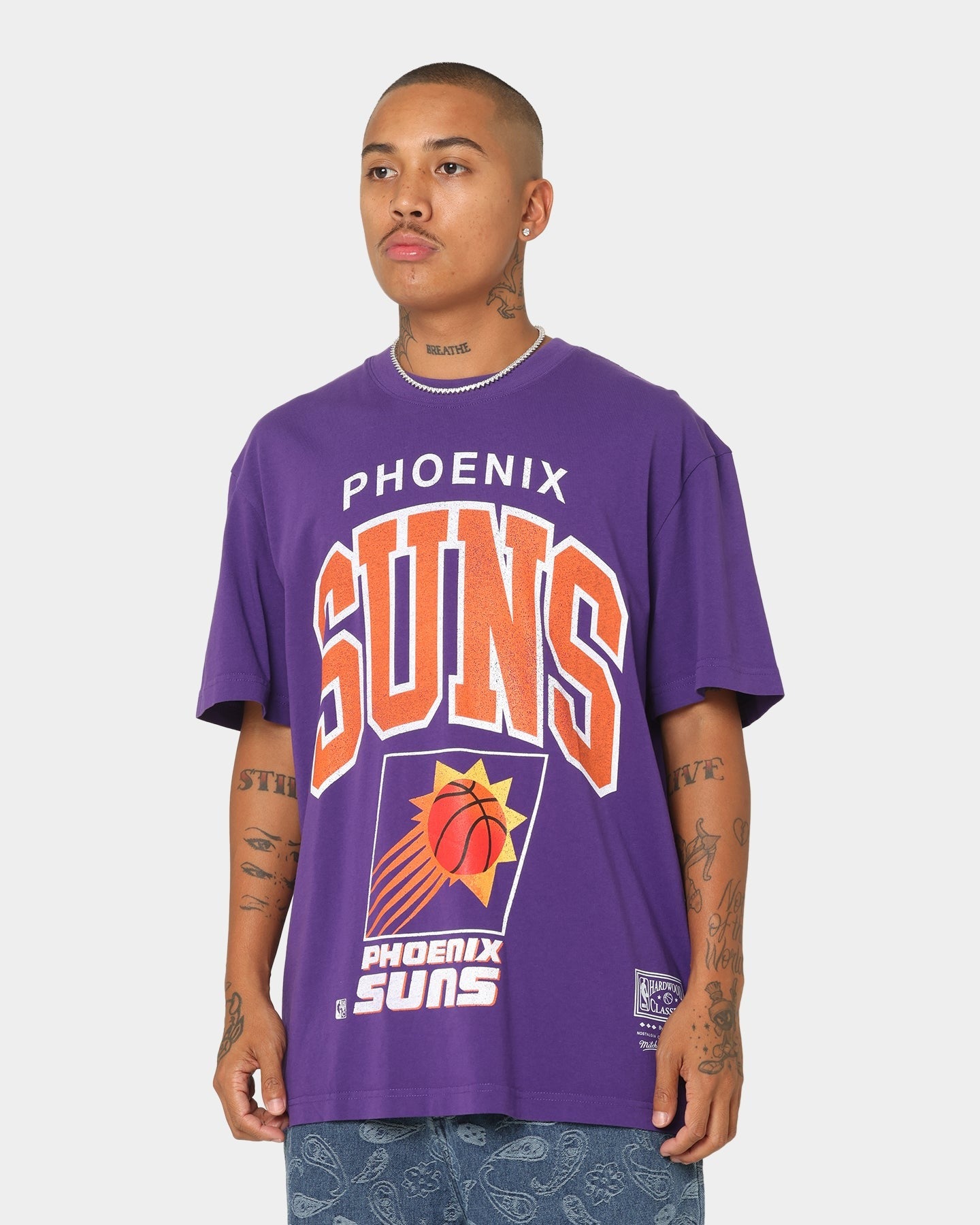 Mitchell & Ness Phoenix Suns XL Arch Vintage T-Shirt Faded Purple