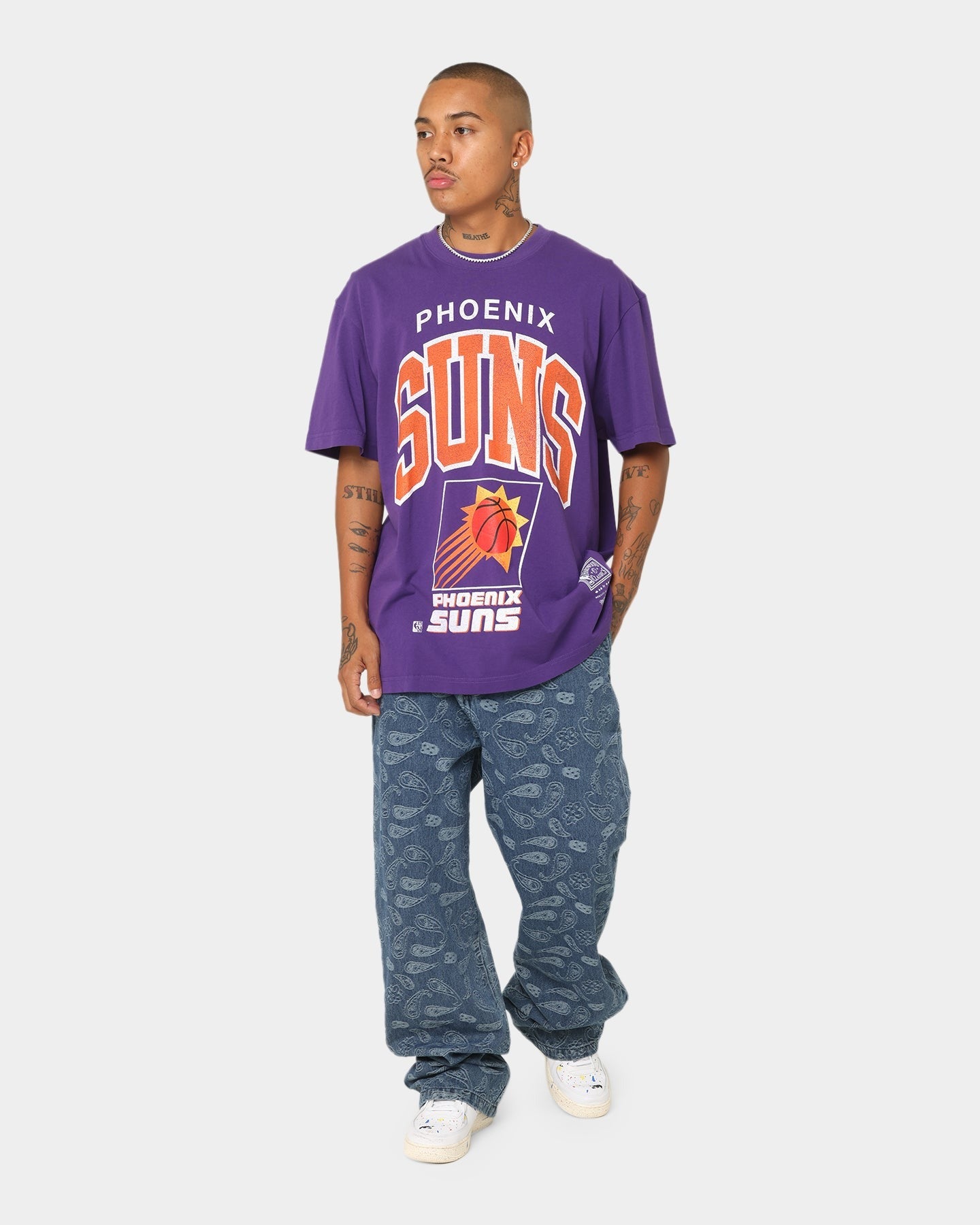Mitchell & Ness Phoenix Suns XL Arch Vintage T-Shirt Faded Purple
