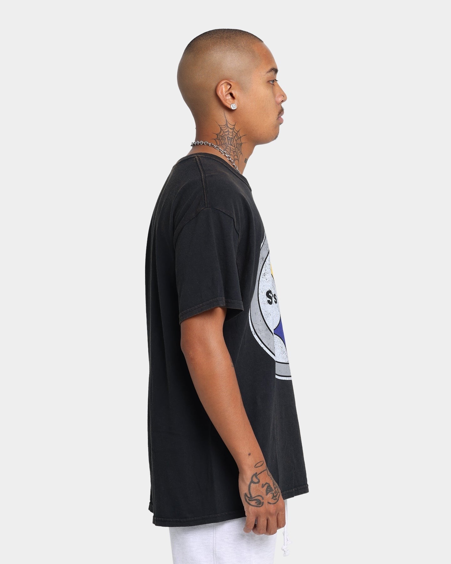 Mitchell & Ness Pittsburgh Steelers Oversized Logo Short Sleeve Vintage T-Shirt Vintage Black